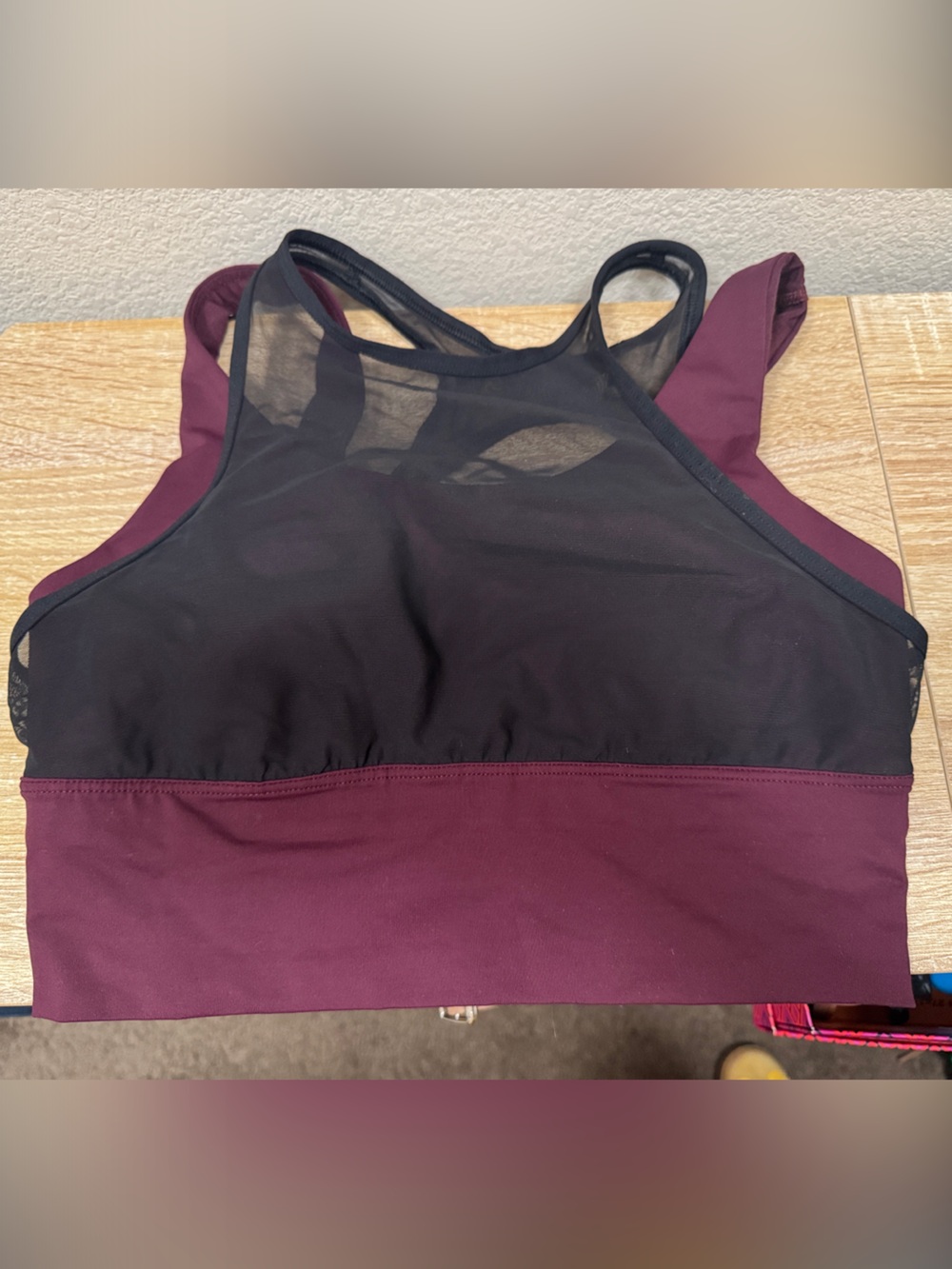 lululemon athletica Burgundy and Black Mesh-Back Sports Bra - Picture 2 of 3